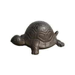 CHEMIN DE CAMPAGNE - Tortue cache-clé en fonte marron 11.5 x 7 x 5 cm