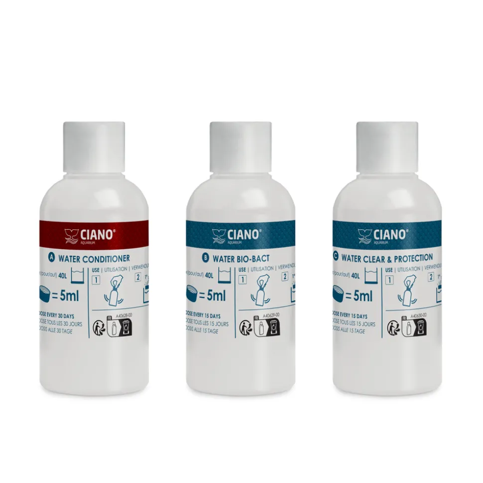 CIANO - Water care - Les indispensables, pack de 3 traitement pour aquarium
