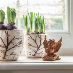 CLAYRE & EEF - Pot de fleurs motif floral beige céramiques 14x14x14cm