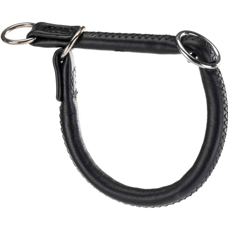 Collier semi-étranglé pour chiens vogue cs10/35, cuir véritable, ajustable, noir