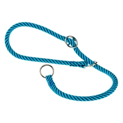 Collier semi-étranglé pour chiens sport extreme cs8/35, longe en nylon robuste, ajustable, azur-bleu