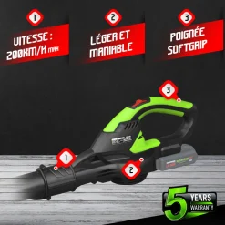 CONSTRUCTOR - Souffleur sur batterie 20 v max, 200 km/h, 12500 t/min (sans batterie)