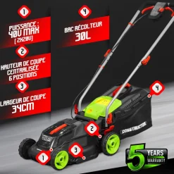 CONSTRUCTOR - Tondeuse à gazon 40v (2x20v) 34 cm - sans batterie - constructor