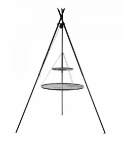 COOK - Barbecue 2 grilles de cuisson suspendu « tipi » sur trépied 210 cm 鈥