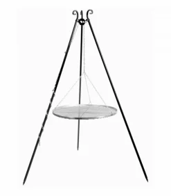 COOK - Barbecue grille de cuisson suspendu en inox 70 cm sur trépied 180 cm