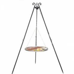 COOK - Barbecue grille de cuisson suspendu en inox 60 cm sur trépied 180 cm