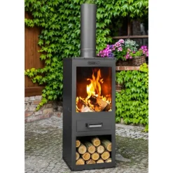 COOK - Cheminée d鈥檈xtérieur en acier rosa 40x40x150 cm