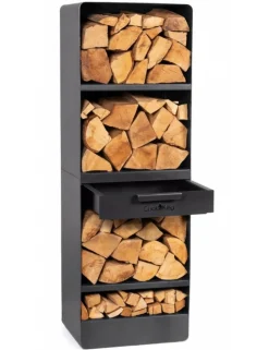 COOK KING - Grand porte bûches vento en acier noir h.120cm