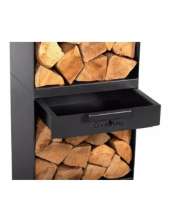 COOK KING - Grand porte bûches vento en acier noir h.120cm