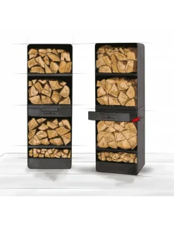 COOK KING - Grand porte bûches vento en acier noir h.120cm