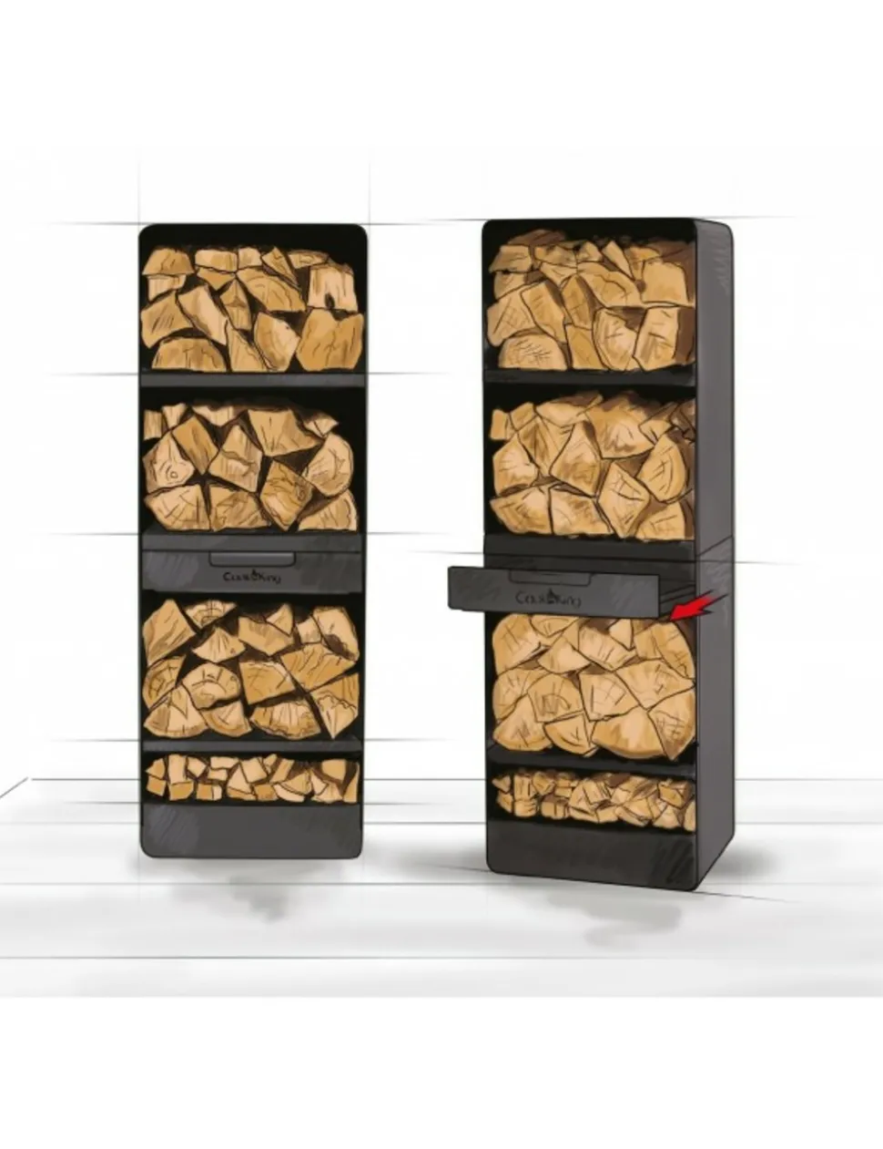 COOK KING - Grand porte bûches vento en acier noir h.120cm