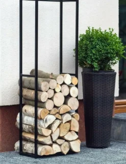 COOK KING - Range-bûches rectangulaire en acier noir "cornel"-150x50x20 cm-40 --