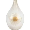 COTE TABLE - Vase fer soleil blanc nacre 25x43cm