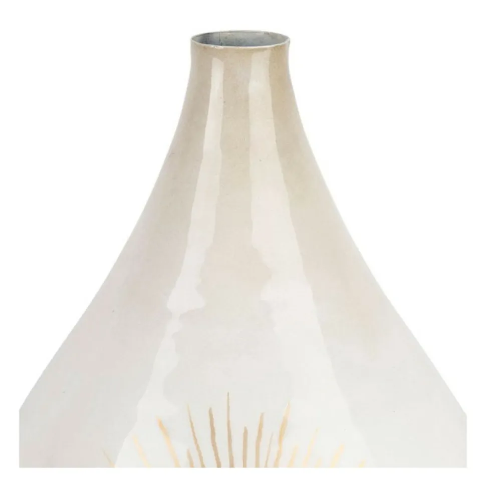 COTE TABLE - Vase fer soleil blanc nacre 25x43cm