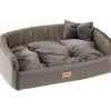 Couchage rembourré lit pour chiens harris 80, lavable, avec coussin, tweed et velours, marron