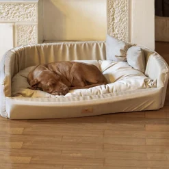 Couchage rembourré lit pour chiens harris 80, lavable, avec coussin, tweed et velours, beige