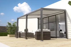 COULEURS DU MONDE - Brisbane - pergola bioclimatique adossée 5 pieds sans percage 3x4m en aluminium