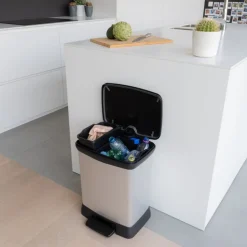 CURVER - Poubelle duo à pédale deco 10l+18l argenté