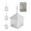 DECO - Petite lanterne maison led 6x8cm blanche 1xcr2032