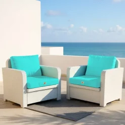 DECO ARTS - Coussins pour salon de jardin déhoussable 60x70cm bleu caraïbes