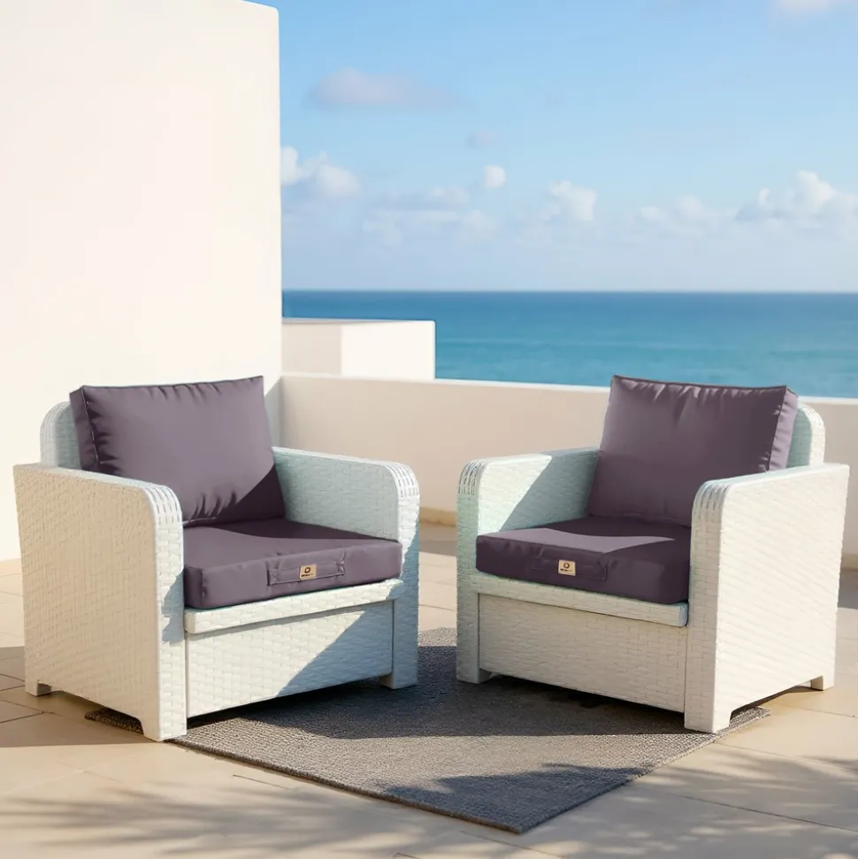 DECO ARTS - Coussins pour salon de jardin déhoussable 50x60cm gris carbone