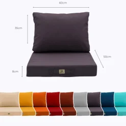 DECO ARTS - Coussins pour salon de jardin déhoussable 50x60cm gris carbone