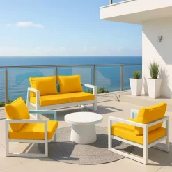 DECO ARTS - Coussins pour salon de jardin déhoussable 60x70cm jaune