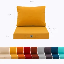 DECO ARTS - Coussins pour salon de jardin déhoussable 60x70cm jaune