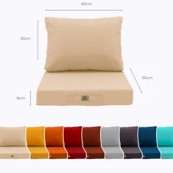 DECO ARTS - Coussins pour salon de jardin déhoussable 50x60cm beige