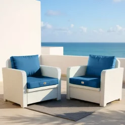 DECO ARTS - Coussins pour salon de jardin déhoussable 50x60cm bleu pétrole