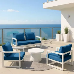 DECO ARTS - Coussins pour salon de jardin déhoussable 50x60cm bleu pétrole