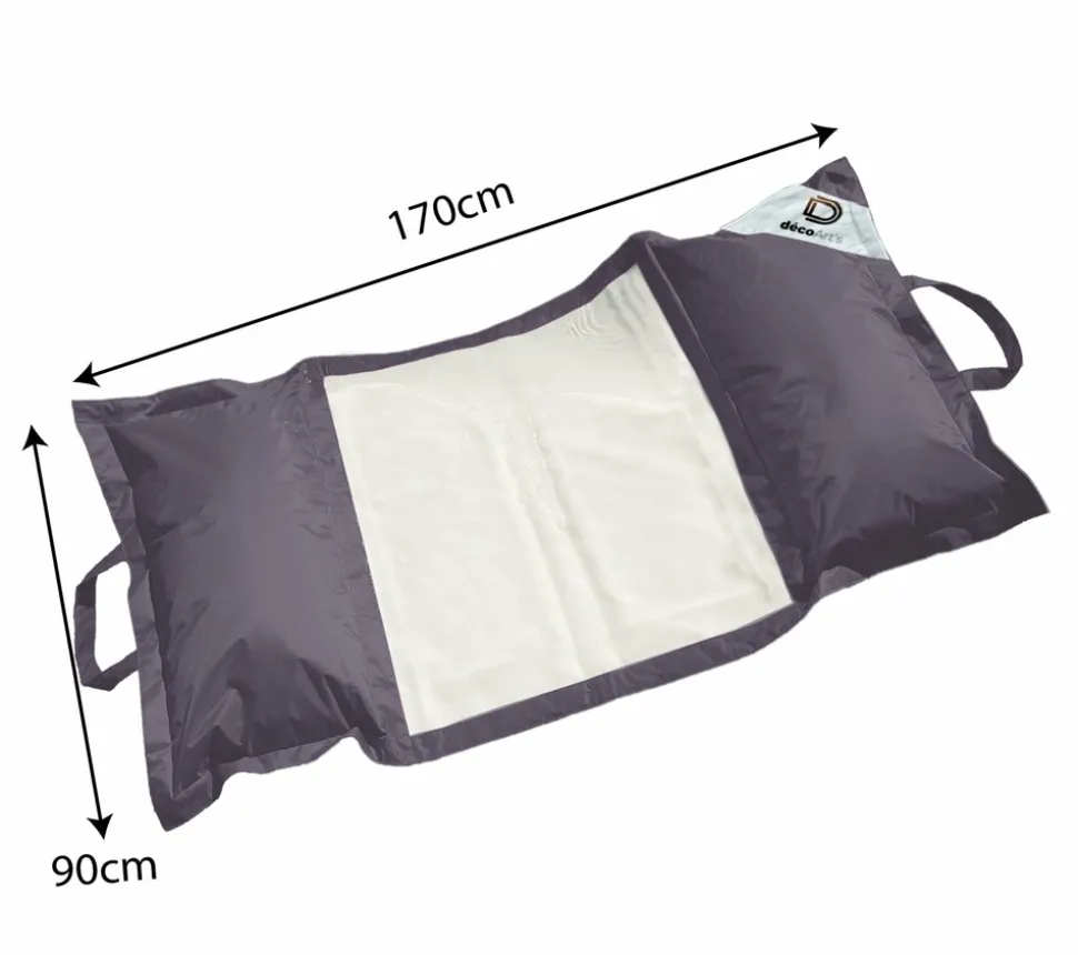 DECO ARTS - Pouf piscine en polyester 170x90 cm gris carbone