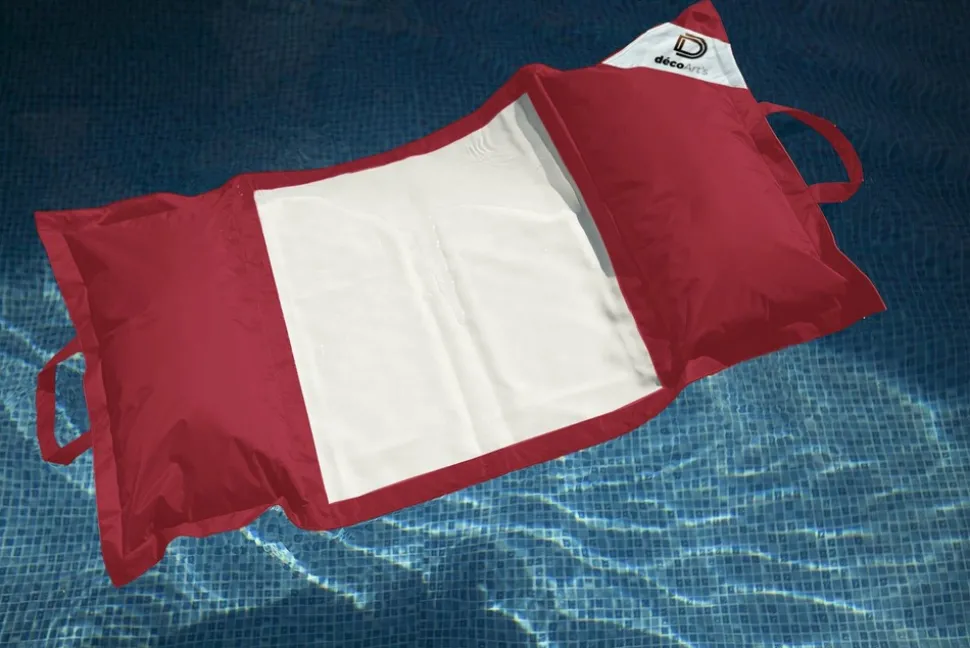 DECO ARTS - Pouf piscine en polyester 170x90 cm rouge piment