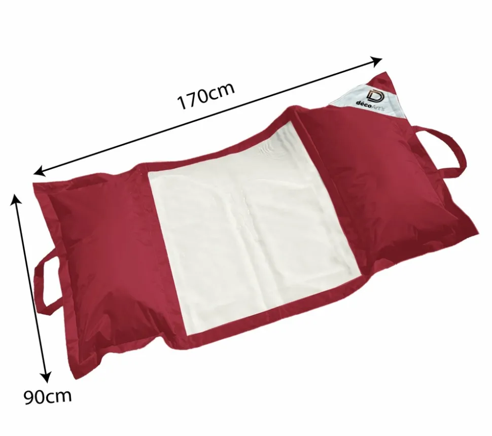 DECO ARTS - Pouf piscine en polyester 170x90 cm rouge piment