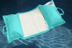 DECO ARTS - Pouf piscine en polyester 170x90 cm bleu caraïbes