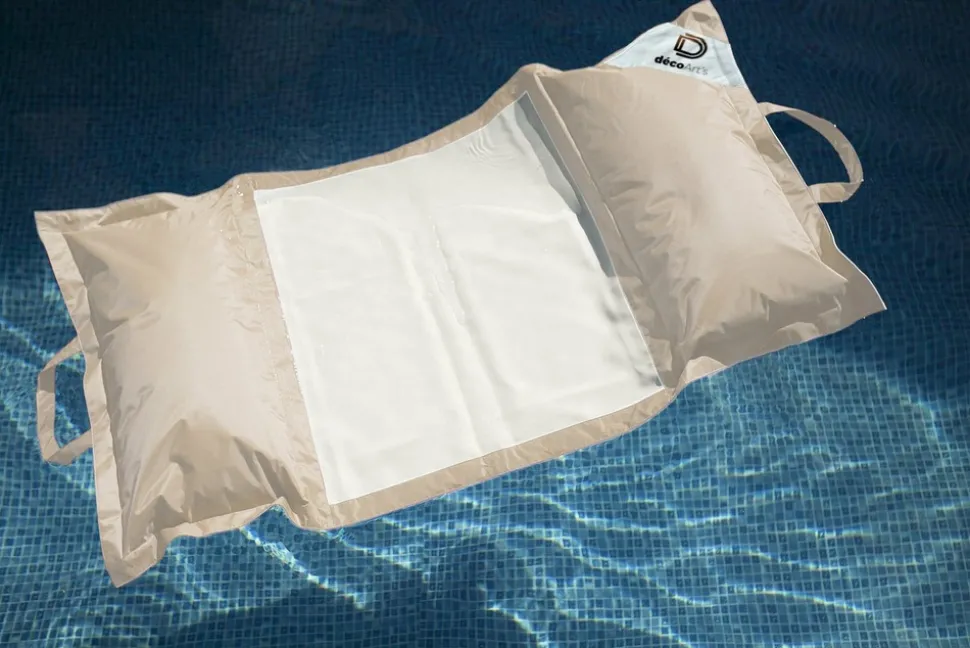 DECO ARTS - Pouf piscine en polyester 170x90 cm beige
