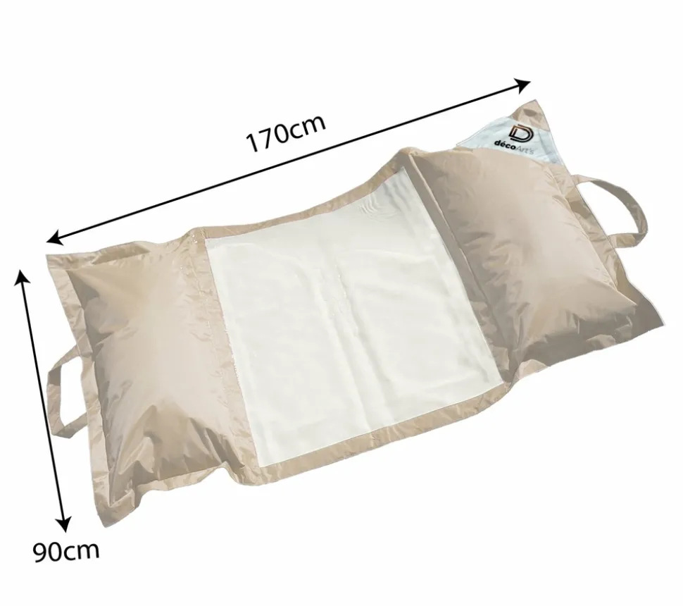 DECO ARTS - Pouf piscine en polyester 170x90 cm beige