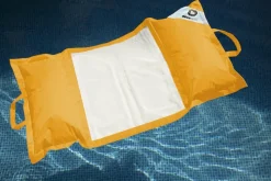 DECO ARTS - Pouf piscine en polyester 170x90 cm jaune miel