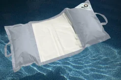 DECO ARTS - Pouf piscine en polyester 170x90 cm gris galet