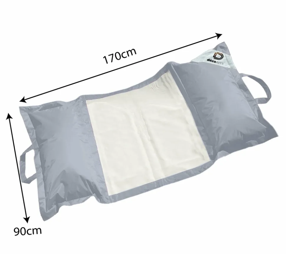 DECO ARTS - Pouf piscine en polyester 170x90 cm gris galet