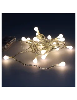 DECORATIVE LIGHTNING - Guirlande avec piles 20 leds, sphérique blanc chaleureux 2,3m
