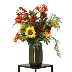 DESIGN PLANTS - Bouquet artificiel lié lié main emily porto - rouge/orange