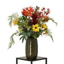 DESIGN PLANTS - Bouquet artificiel lié lié main emily porto - rouge/orange