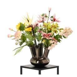 DESIGN PLANTS - Bouquet d'art artisanal magnolia budapest - rose/jaune - avec un vase