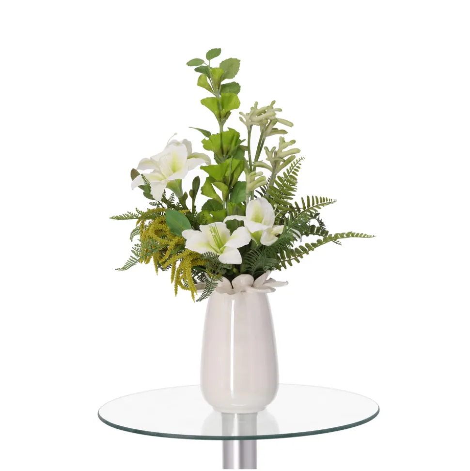 DESIGN PLANTS - Bouquet d'art artisanal vivienne madrid blanc 45cm