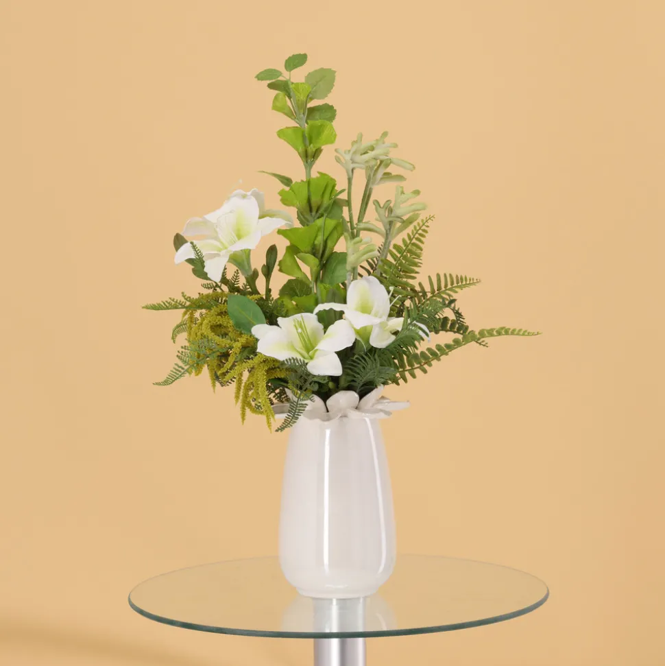 DESIGN PLANTS - Bouquet d'art artisanal vivienne madrid blanc 45cm