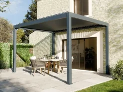 DIRECT ABRIS - Pergola bioclimatique autoportée motorisée 12m² 3x4m gris anthracite stellar - eclairage intégré