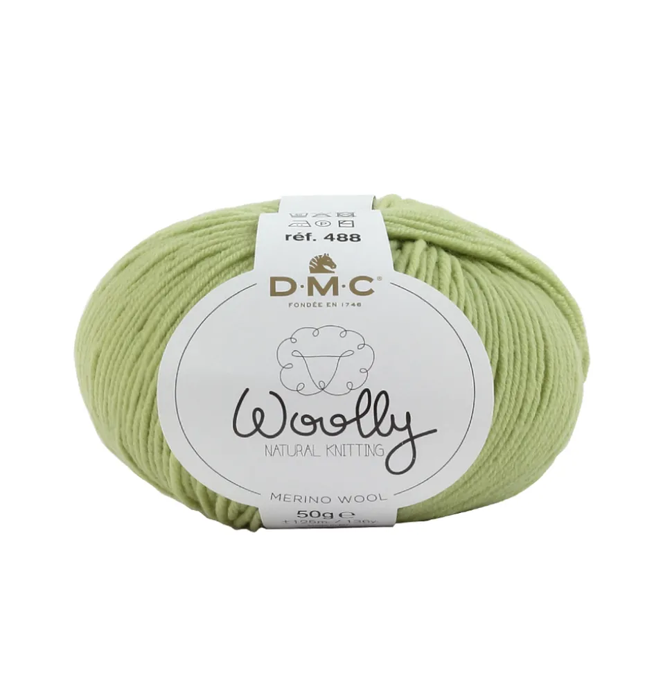 DMC - Pelote Woolly en laine mérinos coloris vert 890 - 50 g