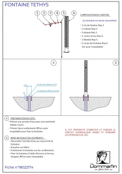 DOMMARTIN - Fontaine borne téthys gris 7016 avec robinet rounded h. 95cm x l. 15cm