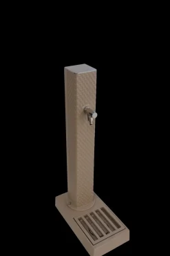 DOMMARTIN - Fontaine borne pixel avec vasque taupe avec robinet rounded h. 103cm x l. 5